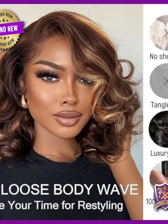 Human Hair Bob Wig Glueless Lace Front Pre Plucked Pre Cut Ombre main image 5
